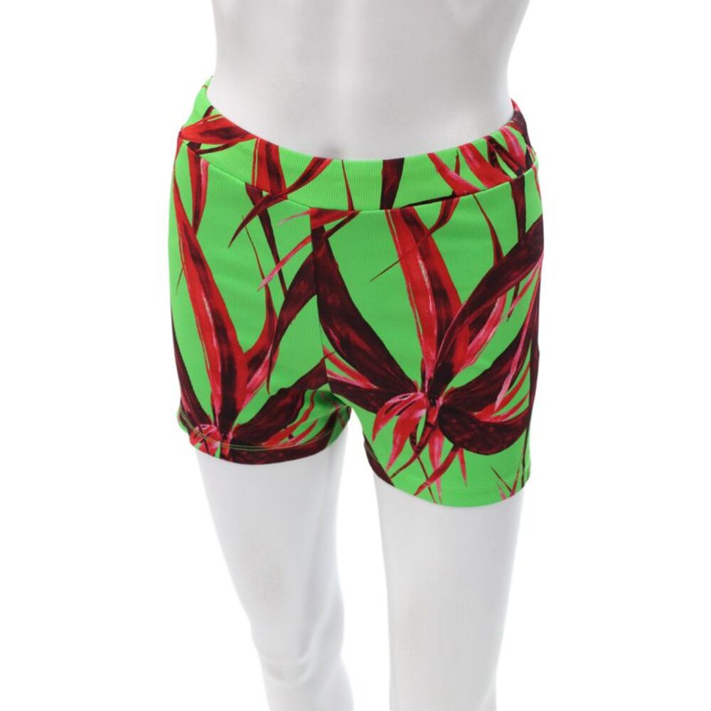 Louisa Ballou Women Compression Floral Tropical Green Shorts Size M